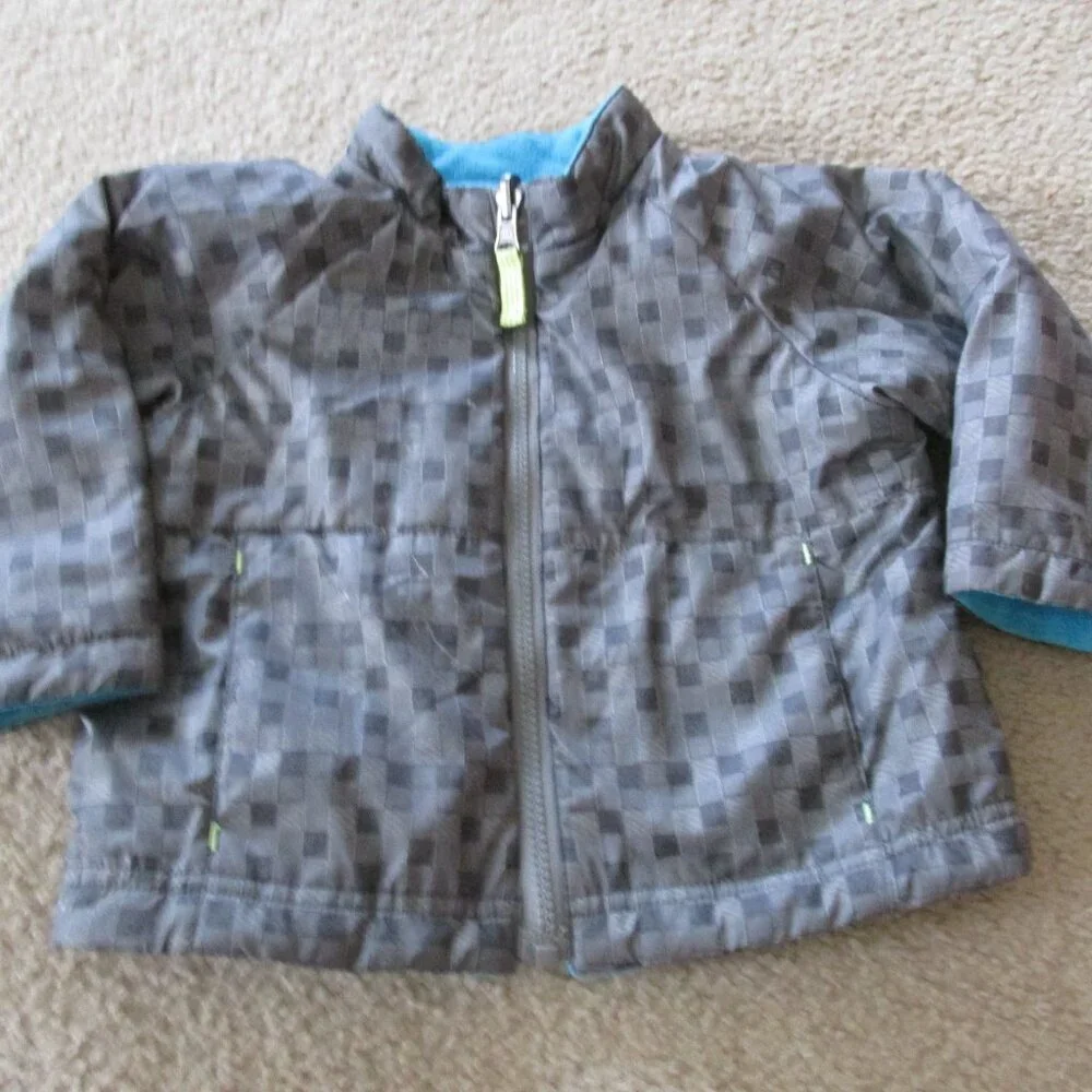 Cherokee Zip Up Hooded Winter Coat Toddler‎ Boys Size 18M Gray Blue Inner Liner